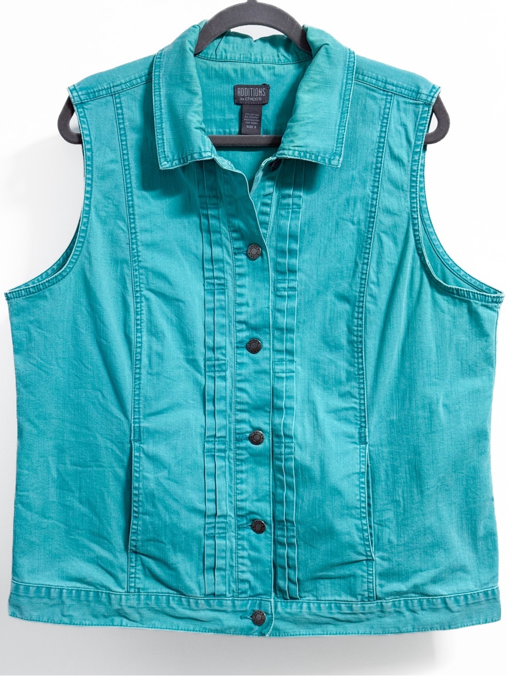Additions by Chico’s Aqua Denim Vest Size 3 XL/16 Stretch Button Front